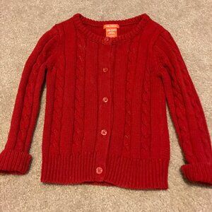 Red Cable Knit Cardigan size 3 T